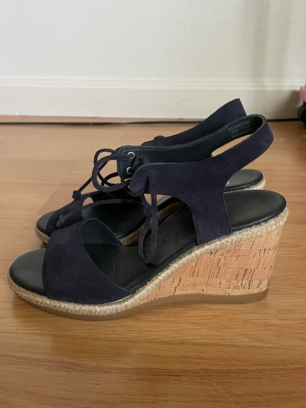 Paul Green Melissa Navy Suede Lace Up Cork Wedge Sandals UK 5 US 7.5 MSRP $340